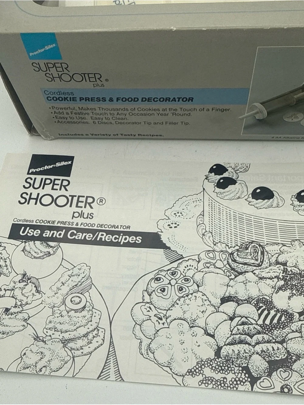 Proctor Silex Super Shooter Plus Cookie Press & Food Decorator 6 Discs  Cordless